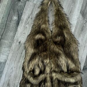 Faux Fur Vest in Brown